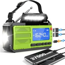10000wAh/37000mWh Hand Crank Emergency Radio, AM FM NOAA Weather Alert Radio,...