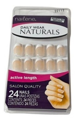 24 pc NAILENE Daily Wear Naturals 22112 Active Length French Manicure White Tips