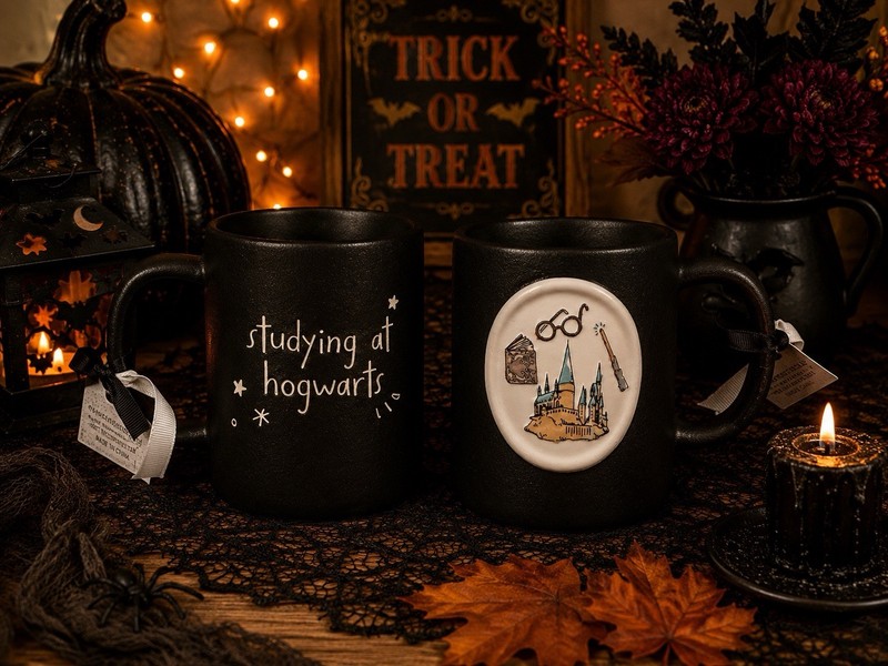 Harry Potter Hogwarts "Studying at Hogwarts" Black Ceramic Coffee Mug 12 fl oz