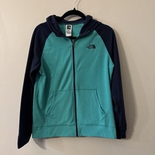 The North Face Hoodie Youth XL 18/20 Zip Up Green  Navy