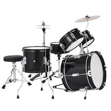 Kids Drum Set 5-Piece Junior Musical Drum Kit with 14 in Bass Drum(Black)