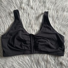 Fruit Of The Loom Wireless Front Closure Bra Womens Size 48 Black Unpadded