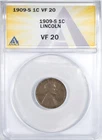 1909-S ANACS VF20 Lincoln Wheat Penny San Francsico Mint