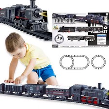 Toy Train Set for Kids with Sounds & Sounds Lights Electric Locomotive Cargo