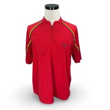 Sergio Tacchini Mens Red 1/4 Zip Performance Shirt XL Striped Sleeve Mock Neck
