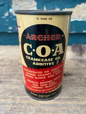 Vintage Archer Crankcase Motor Oil Additive C.O.A 12 Oz Full Advertising Can