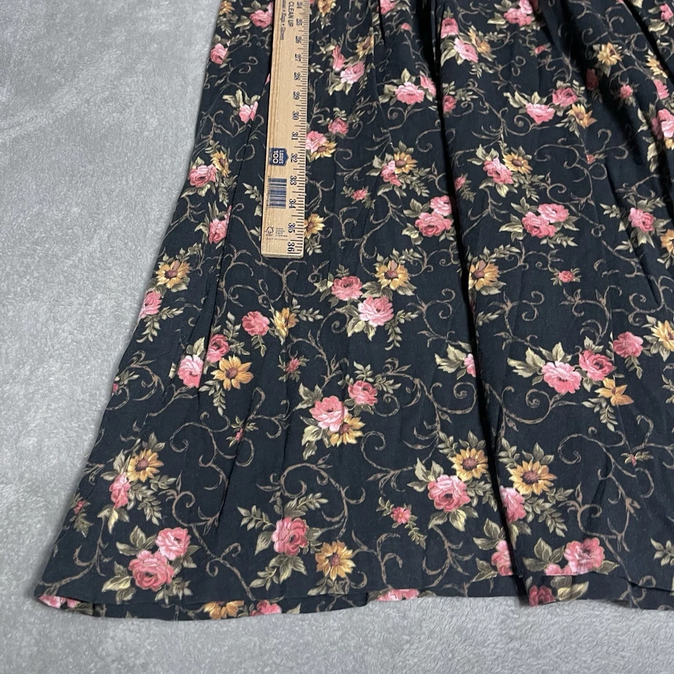 Vestido Vintage Miss Dorby Para Mujer 14 Negro Floral Botón Maxi Modesto Cuello Encaje Foto 4 de 4