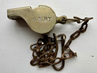 GREAT NORTHERN RAILWAY. BRASS WHISTLE GNRy. THE ACME THUNDERER HUDSON’S PATENT.