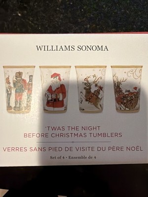 Williams Sonoma TWAS THE NIGHT Before Christmas Tumblers Mixed Patterns NEW S/4