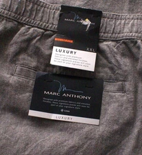 Marc Anthony Linen-Cotton Pants Mens XXL Gray Slim Fit Elastic/Drawstring (46X32