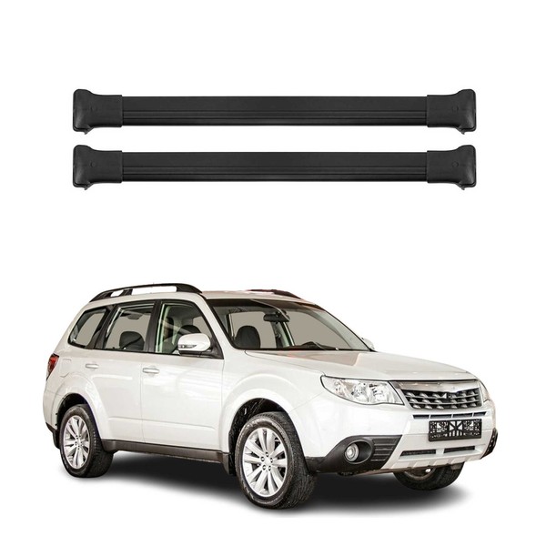 DachträGer GrundtäGer FüR Subaru Forester III 2008-2013 75Kg Alu Schwarz 2 Tlg-image