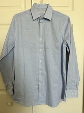 Perry Ellis Portfolio Men's Check Blue Dress Shirt 16 34/35 Wrinkle Free