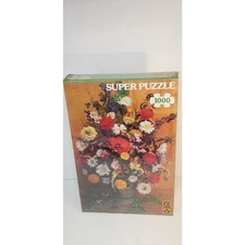 Vintage FX Schmid 1000 Pc Puzzle 98210 Super Puzzle Wildflowers West Germany