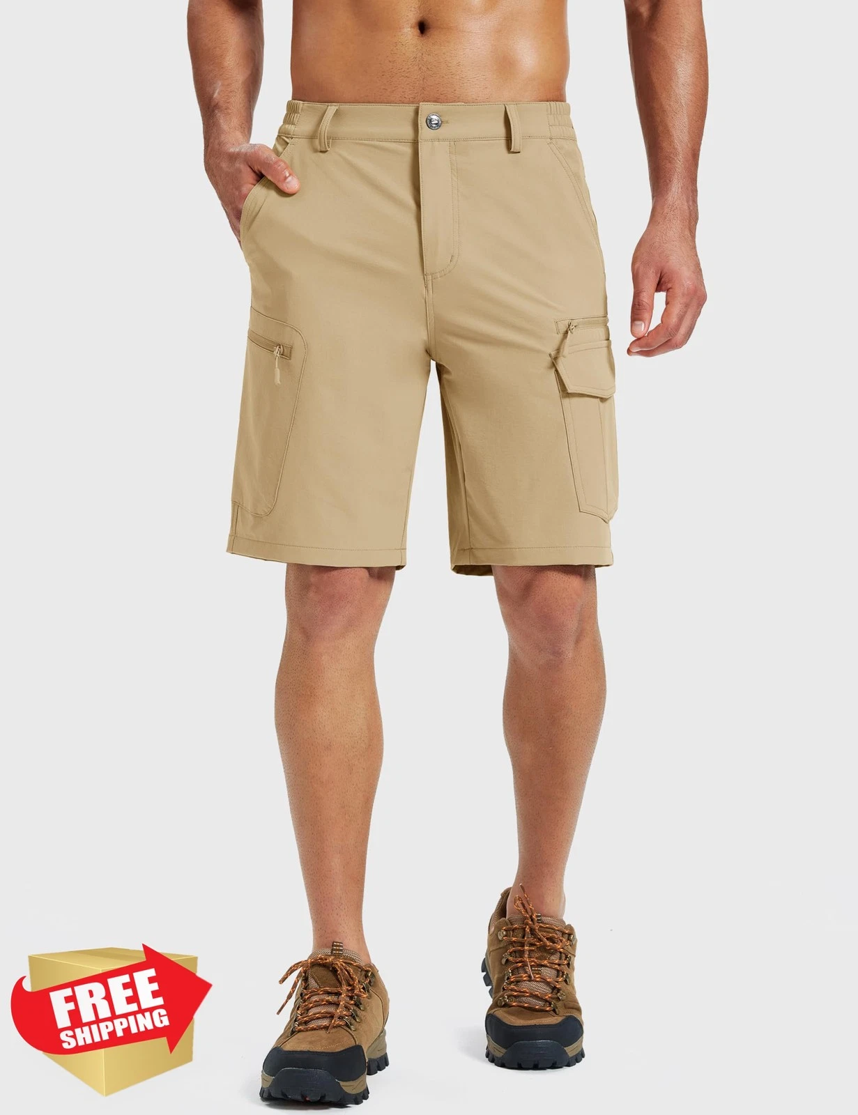 MAGCOMSEN Mens Hiking Cargo Shorts 9" Quick Dry 7 Pockets