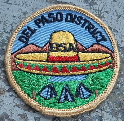 Vintage BSA ''Del Paso'' district Boy Scouts of America 3'' round patch