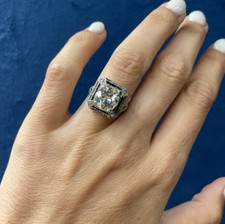 Art Deco 3.00 carat Old European Cut Cubic Zirconia Women's Fine Elegant Ring