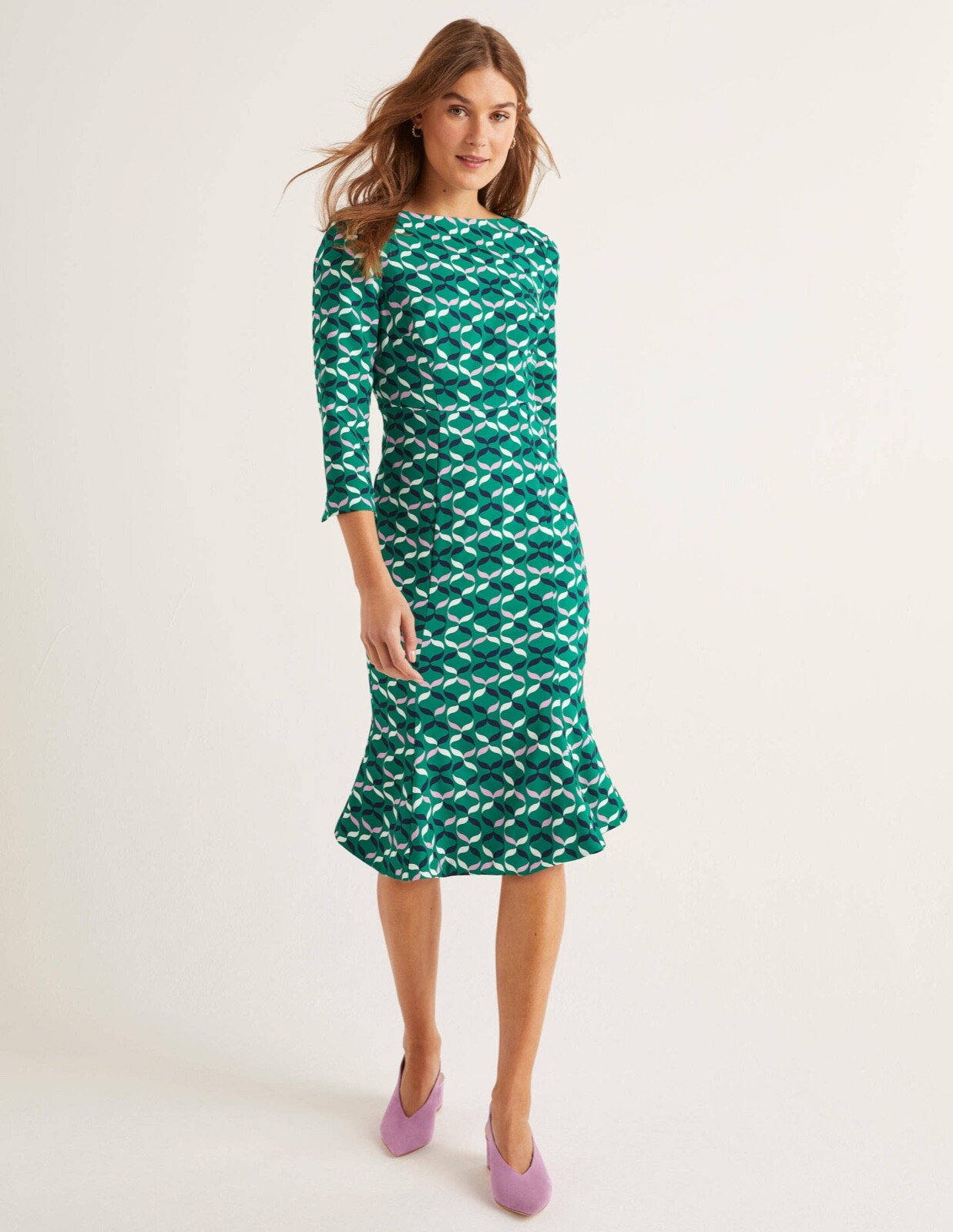 BODEN Violette Dress Fit \u0026 Flare 3/4 