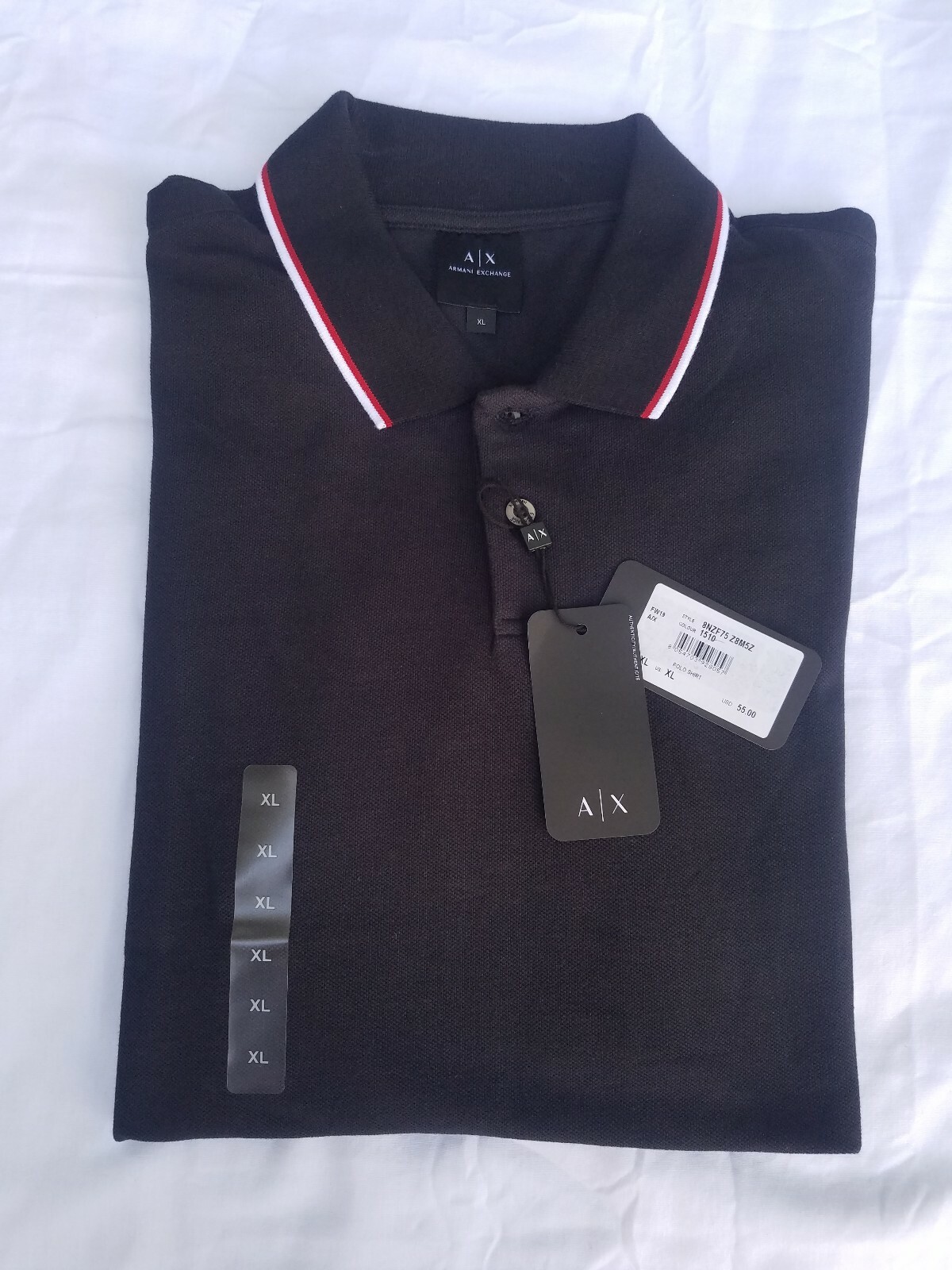 Armani Exchange A X Jersey Knit Polo Shirt Mens 2xl Black W Gray White Tipping For Sale Online Ebay