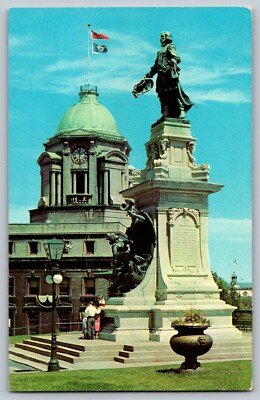 QUEBEC CITY CANADA Champlain Monument Dufferin Terrace clock tower Postcard A24