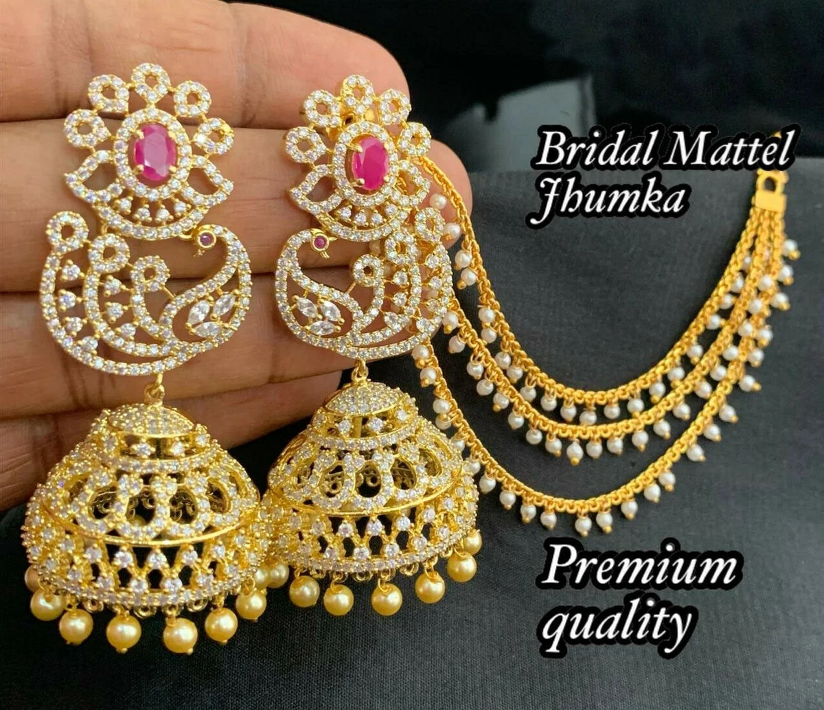 Flower Design Bridal Jhumkas - South India Jewels