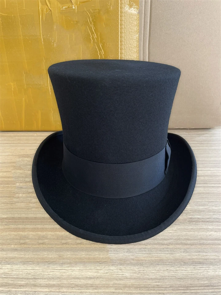 18CM Wool Top Hat Magic Hat Medieval Retro Male Hats Cosplay Custome Accessories - Image 2 of 4