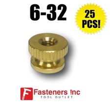  QTY 25  6-32 Brass Solid Knurled Thumb Nut UNC Decorative