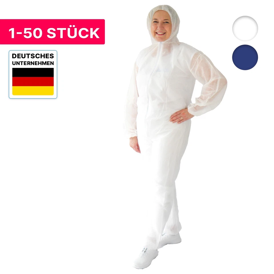 1 - 50x Maler Einweg Anzug PP Overall Einweg Schutz Anzug ARNOMED L XL XXL XXXL