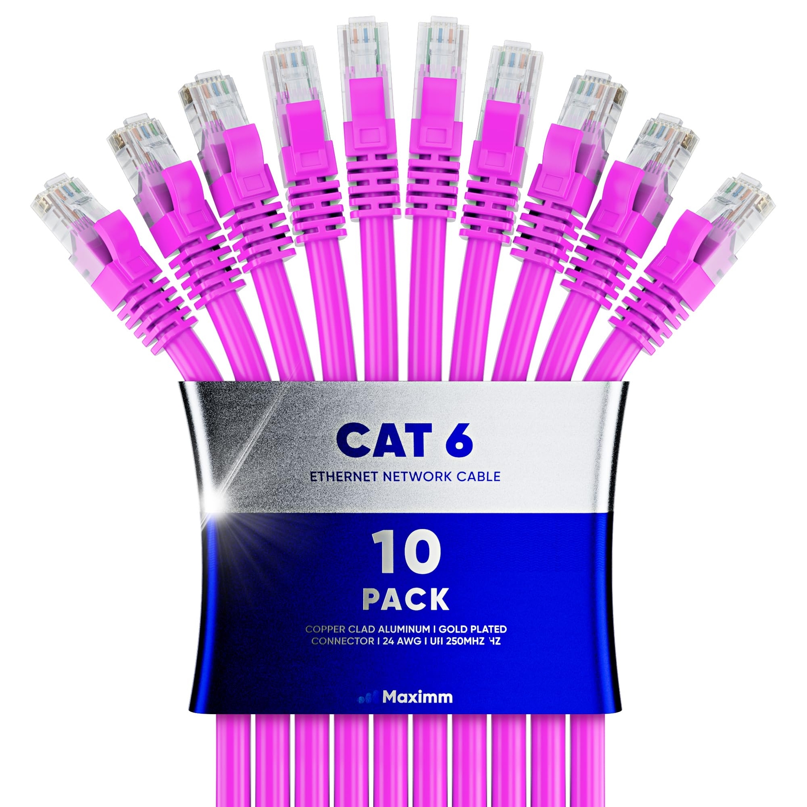 8 ft Cat6 Ethernet Cable 10-Pack High Speed LAN Internet Patch Cables-image