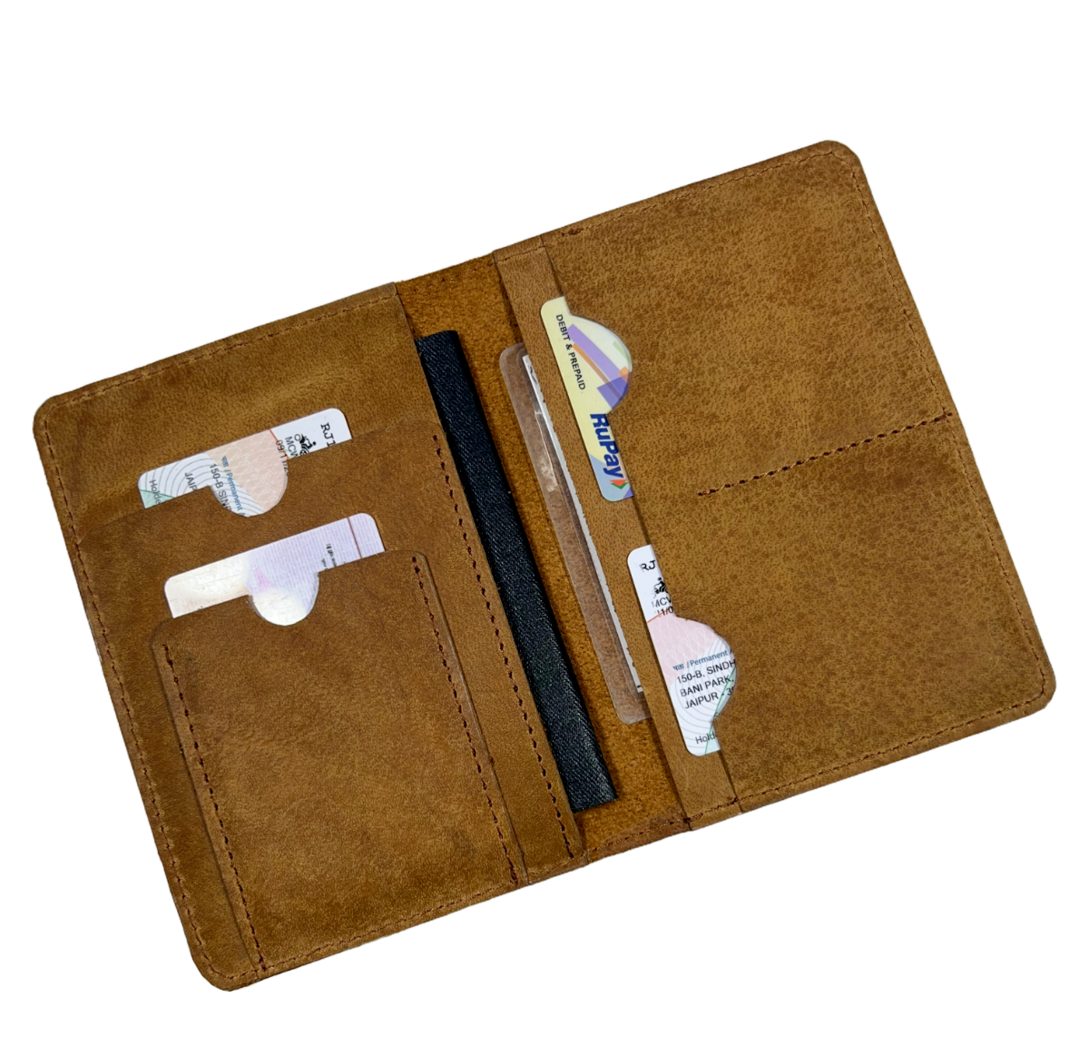 Yellow Leather Passport Holder - Unisex Travel Document Wallet Organizer-image