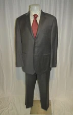 Samuelsohn Beckett Super 130 Solid Charcoal Gray Recent Two Button Suit 46L