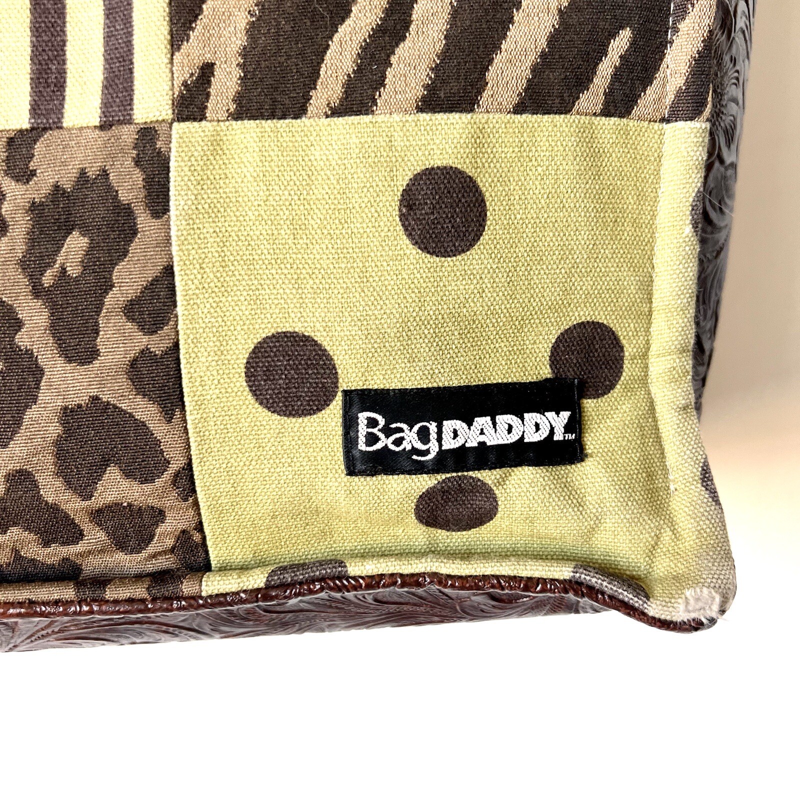 BAG DADDY Patchwork Leopard Lined Roomy Tote Shou… - image 3