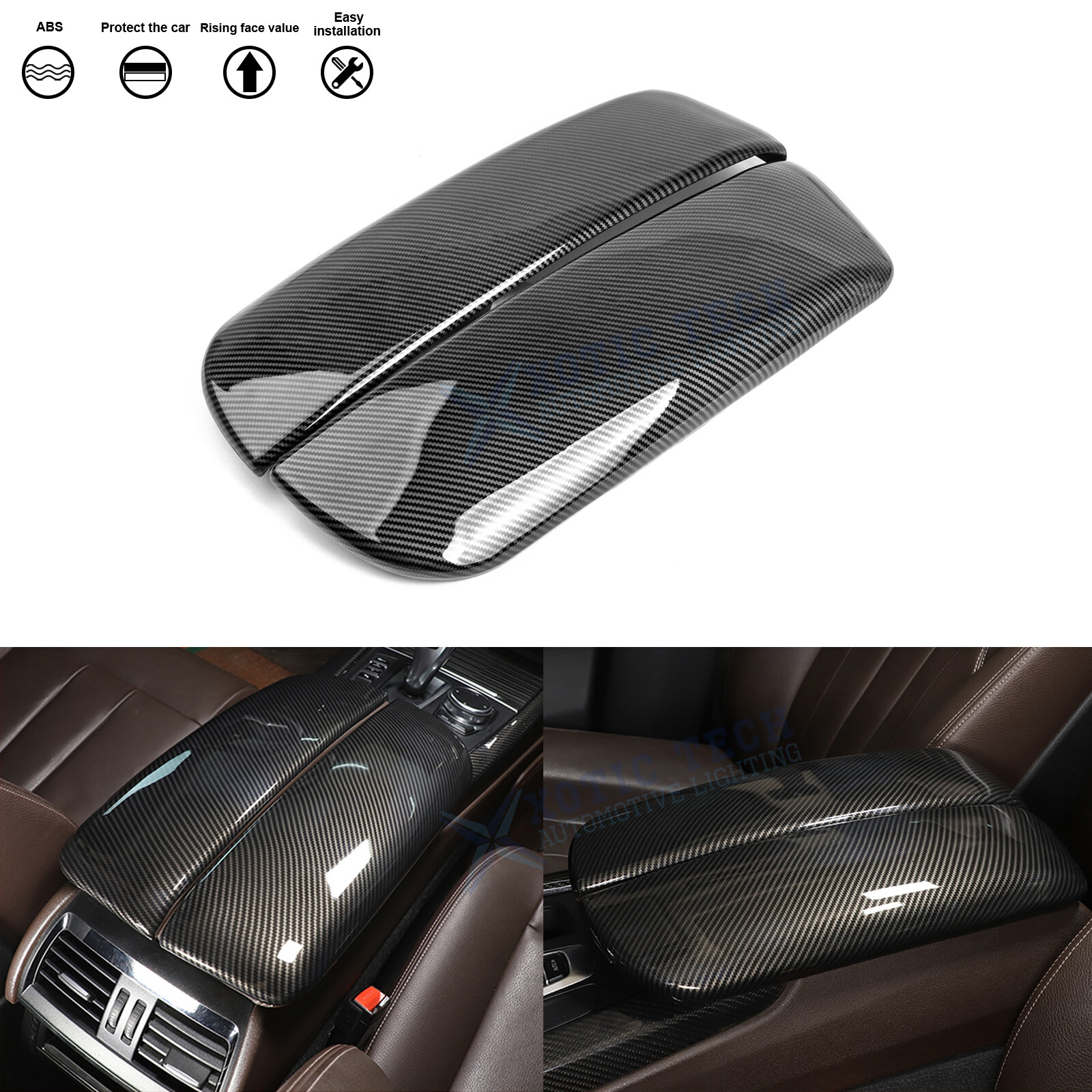 For BMW X5 X6 F15 F16 Carbon Fiber Color Car Interior Center Armrest Box Cover