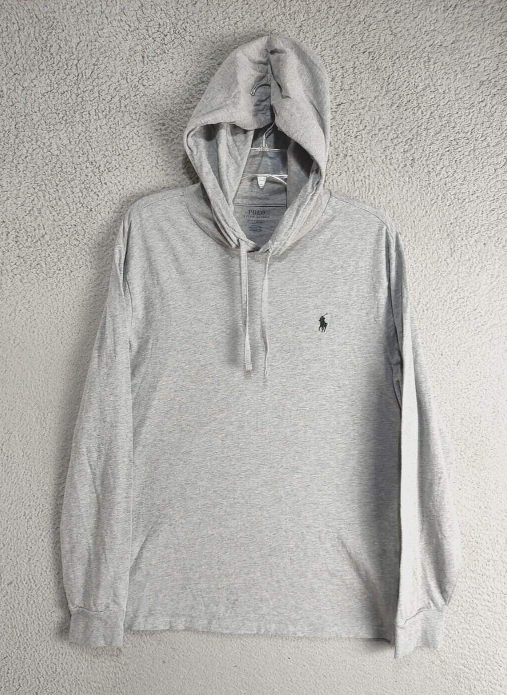 Felpa con cappuccio POLO Ralph Lauren adulto grande grigio bordato logo pony manica lunga uomo