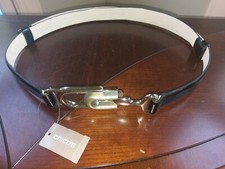 Chico's Black Leather Belt Silver Buckle Adjustable Women Medium Large M/L Jena