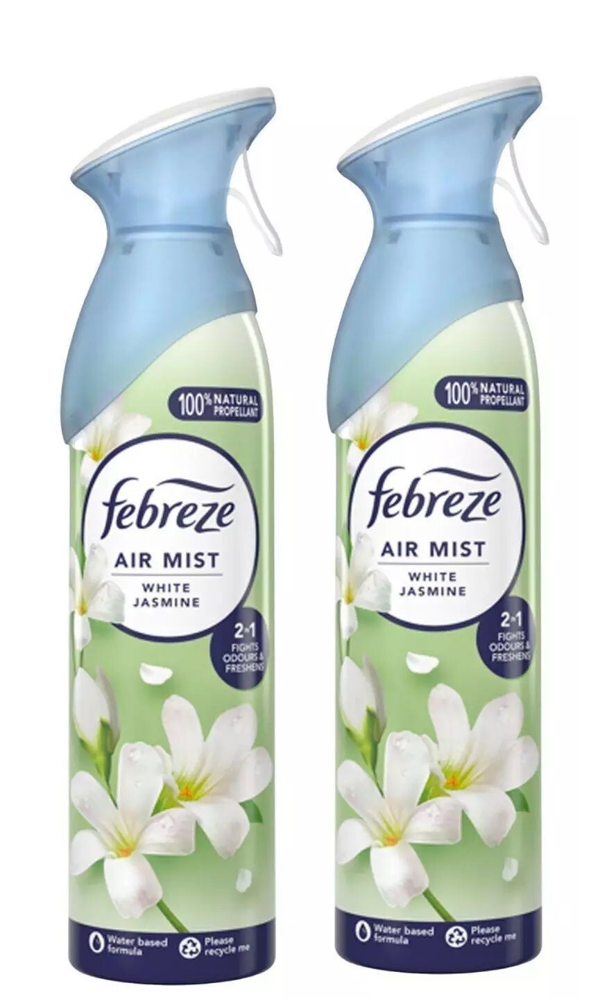 2 x Febreze Air Mist Freshener White Jasmine 185ml