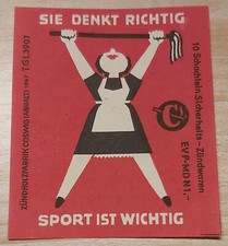 großes DDR Streichholz Etikett 1967 für ein 10-ner Pack Sport ist wichtig BILD 6