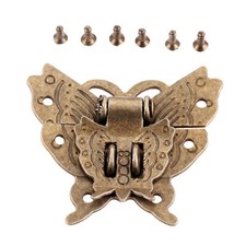 1x Decorative Vintage Jewelry Wooden Box Butterfly Shape Hasp Lock Latch Clasp