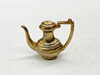 VINTAGE MESSING GUT GEMACHT SCHWERE KAFFEEKANNE PUPPENHAUS MINIATUR ORNAMENT