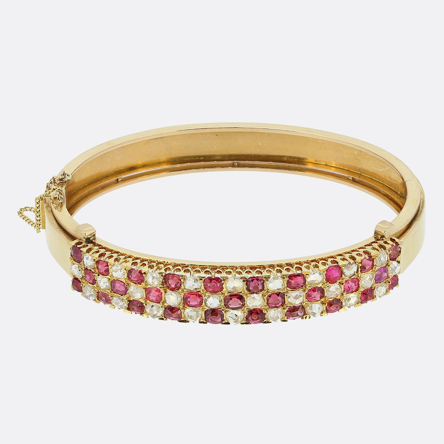 Victorian Ruby and Diamond Chequerboard Bangle Br… - image 1