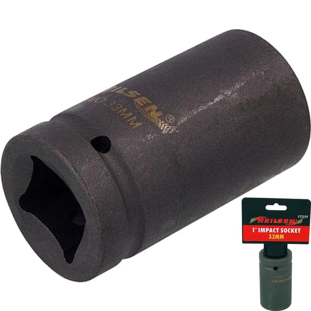 Neilsen 1"" Drive Standard Deep Square Metric Single Impact Socket 33mm