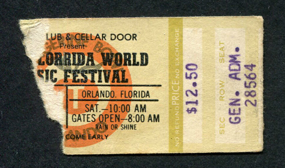 1979 Florrida Music Festival Concert Ticket Stub  Aerosmith Ted