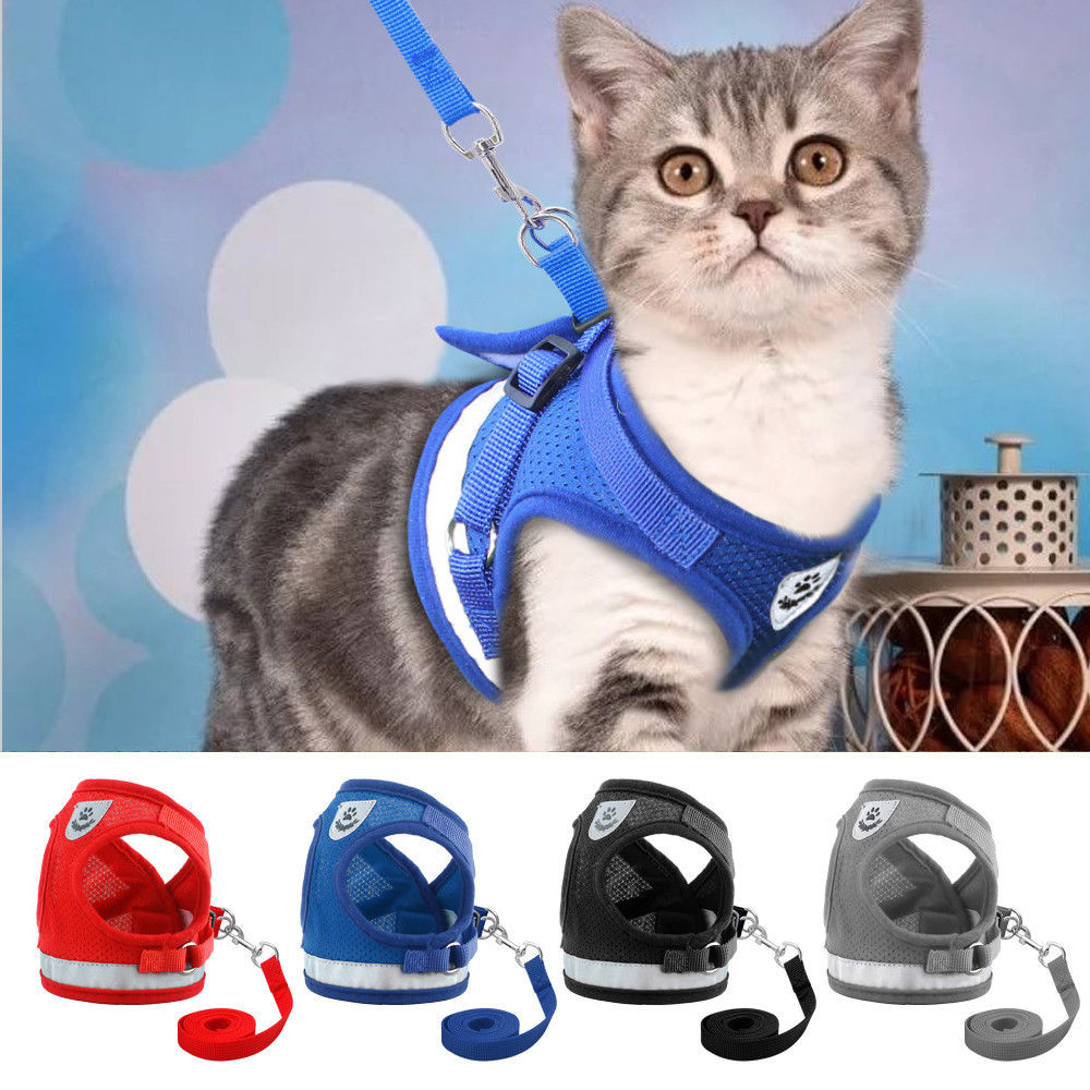 Escape Proof Cat Walking Jacket Harness and Leash Pet Puppy Adjustable Mesh  Vest
