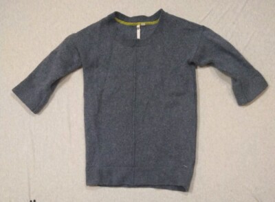 White Stuff Sweater Womens Medium Gray Wool Nylon 3/4 Sleeve Jumper US 10 UK 14