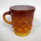 Vintage Anchor Hocking Kimberly Fire King Coffee Mug Orange Diamond Pattern