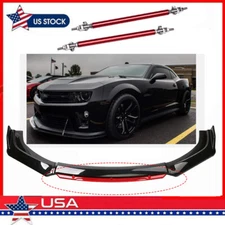For Chevy Camaro Front Bumper Lip Splitter Spoiler Glossy Black+Red