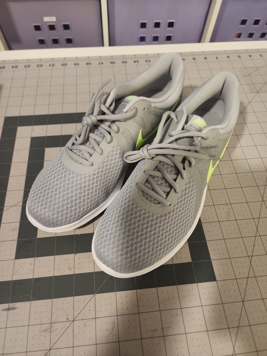 Nike Revolution Trainers US Shoes Size 11 Grey Lime Green New In Box