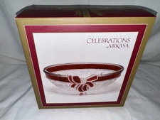 celebrations by mikasa collection Ruby Ribbon Collections Hostess Bowl 9.75 NIB