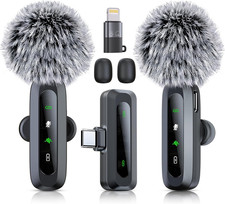 Wireless Microphone Mini Mic for iPhone/Android Phone, LED Display Lavalier