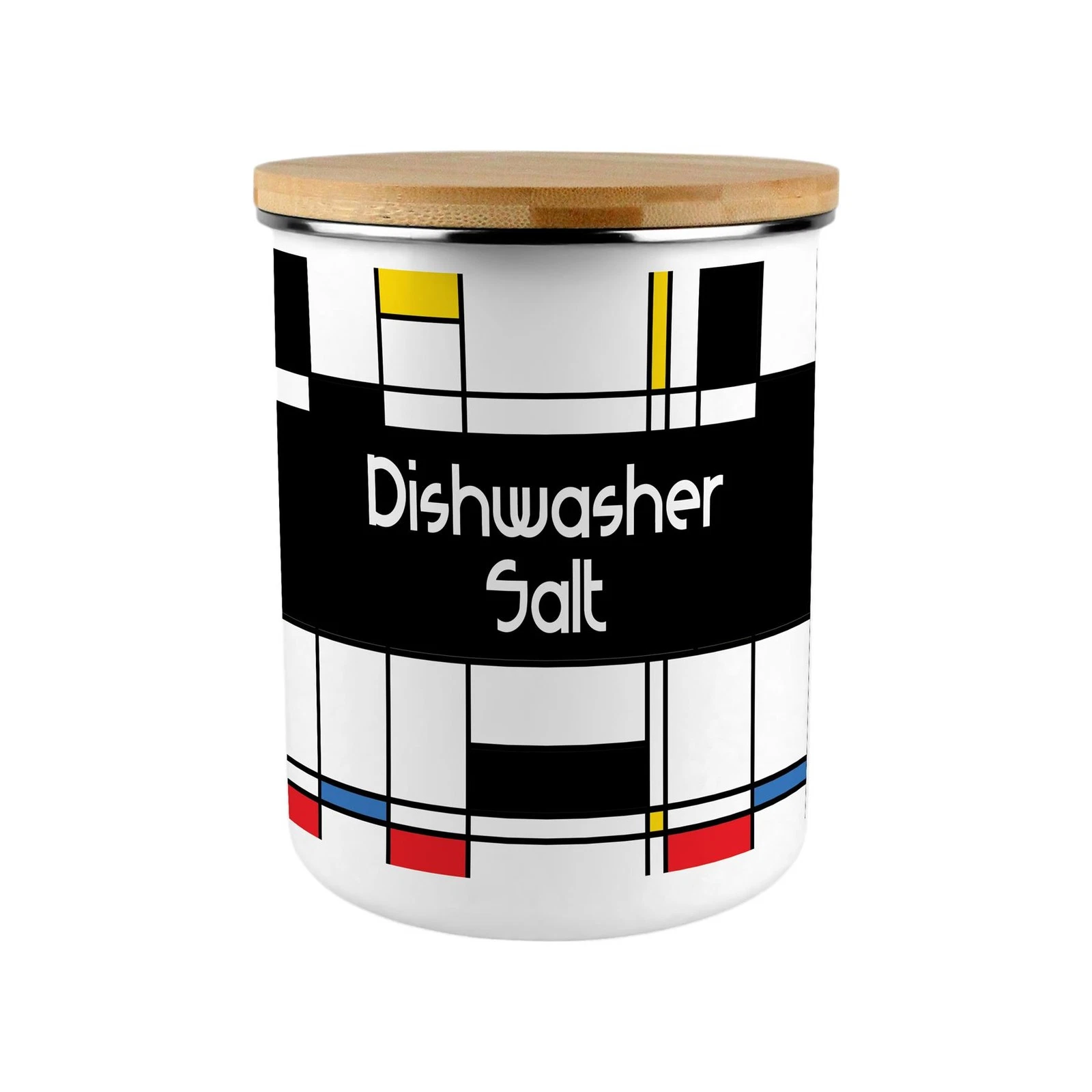 Retro Dishwasher Salt Canister - Art Deco X-Large Enamel Kitchen Storage Tin