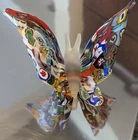 Murano Millefiori Glass Butterfly Sculpture Satin Finish Italian Art Glass 4+in.